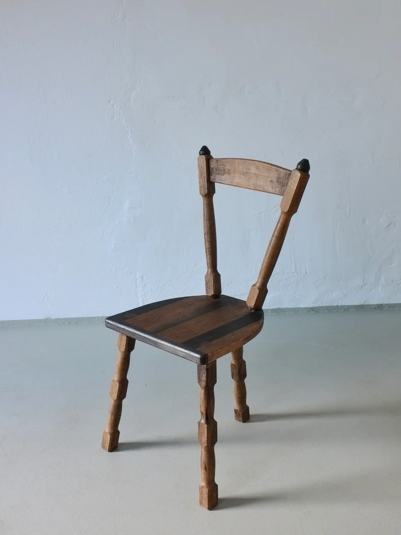 4 Brutalist Sculptural Tripod Dining Chairs | 1970s