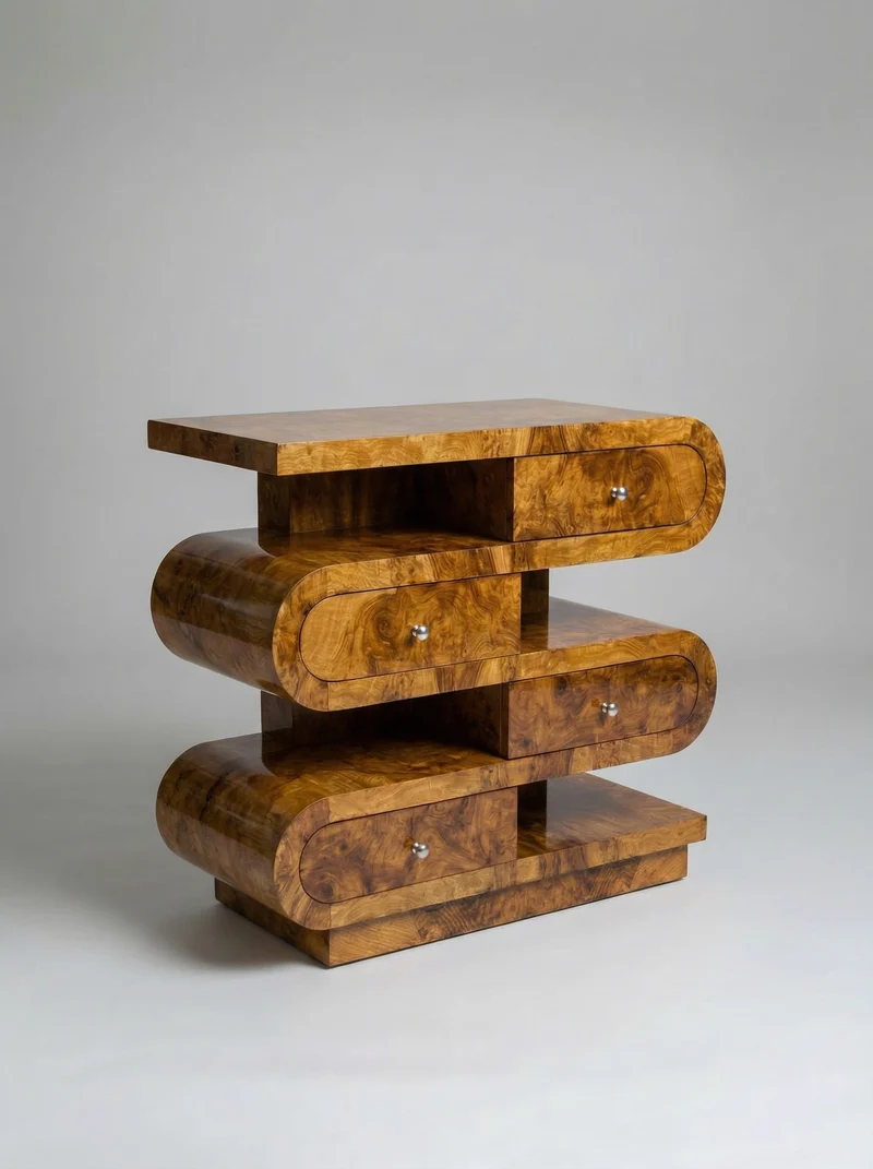 'Hebi Drawers' Olive Burl Wood Console