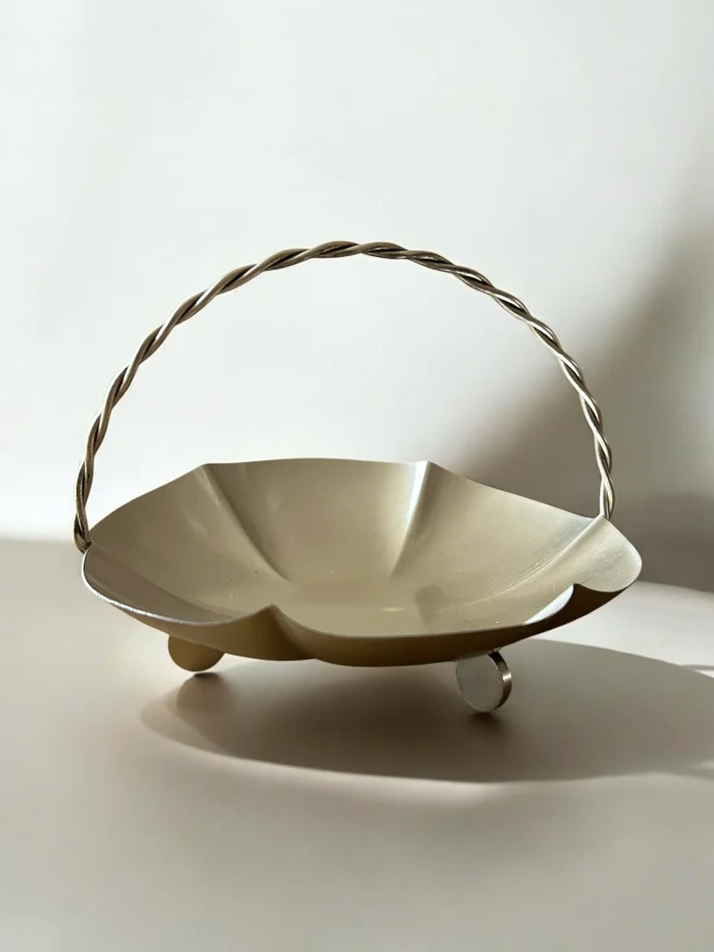 Art Deco Basket Bowl with Handle