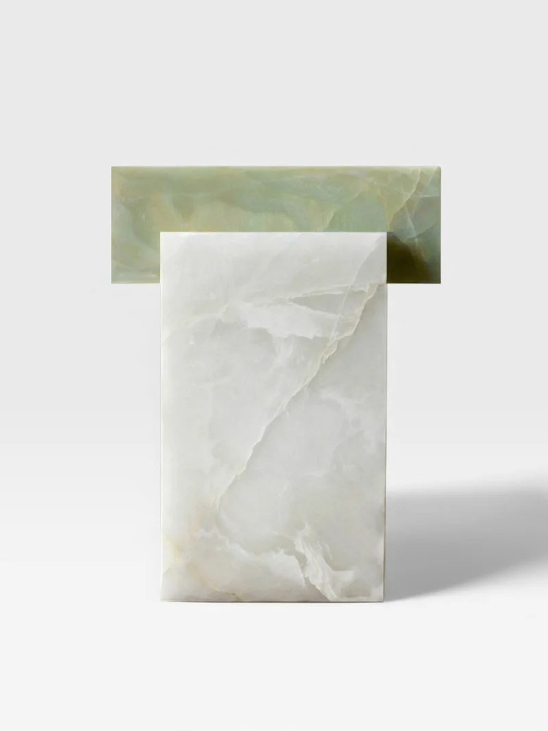 Gaia White and Green Onyx - Marble Coffee Table