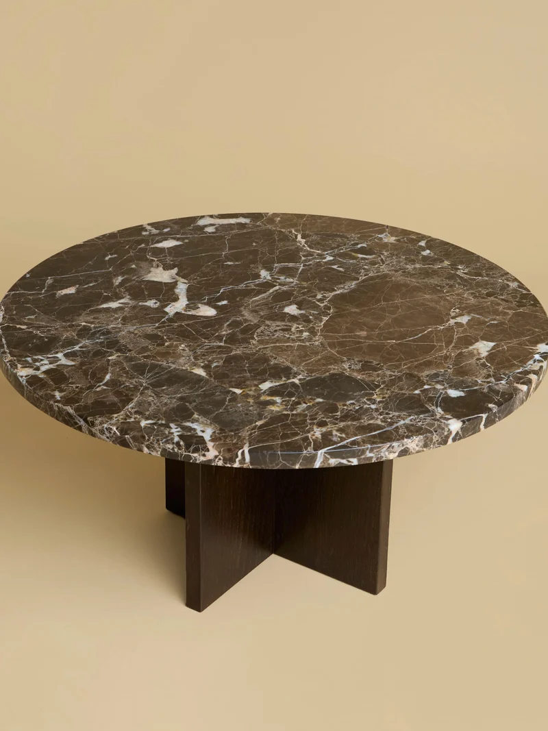 Round Marble and Oak Coffee Table - TINIAN Series
