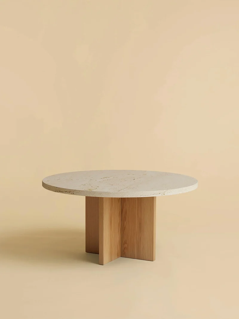 Round Marble and Oak Coffee Table - TINIAN Series