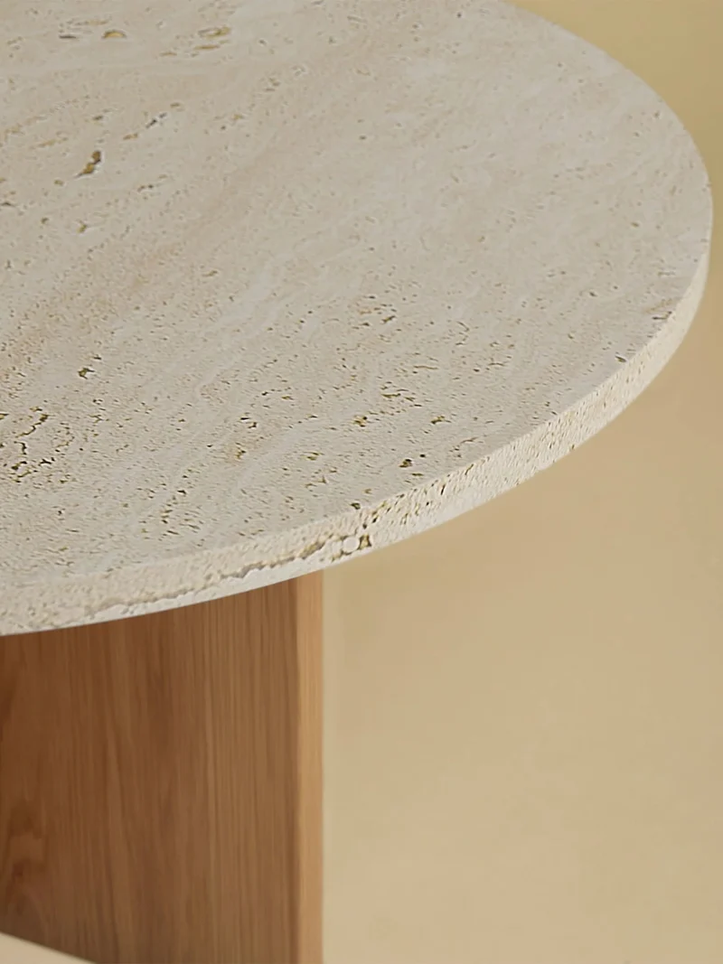 Round Marble and Oak Coffee Table - TINIAN Series
