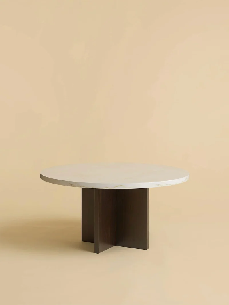 Round Marble and Oak Coffee Table - TINIAN Series