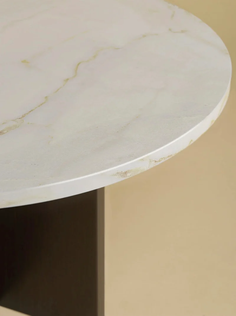 Round Marble and Oak Coffee Table - TINIAN Series