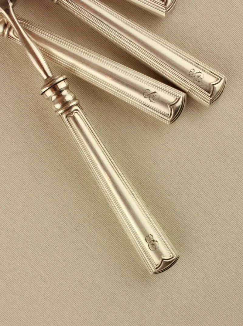 Set of silver-plated metal cutlery