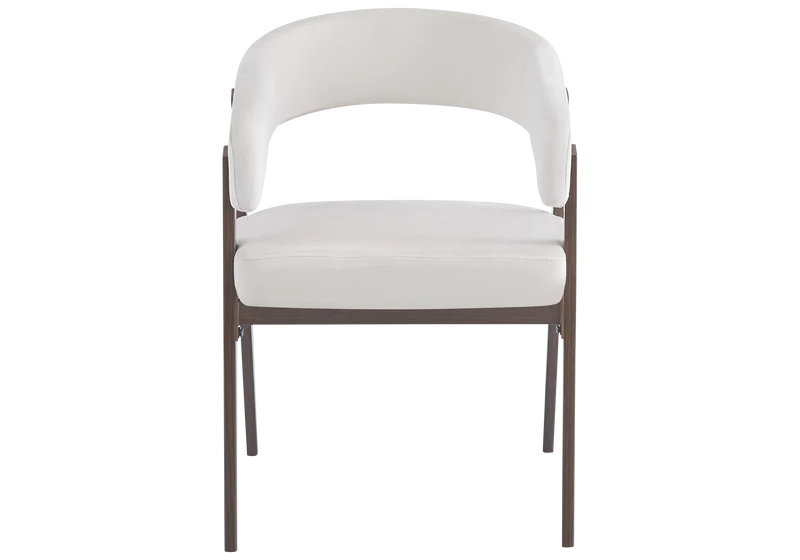 Fauteuil de table velours beige noyer - Oslo x4