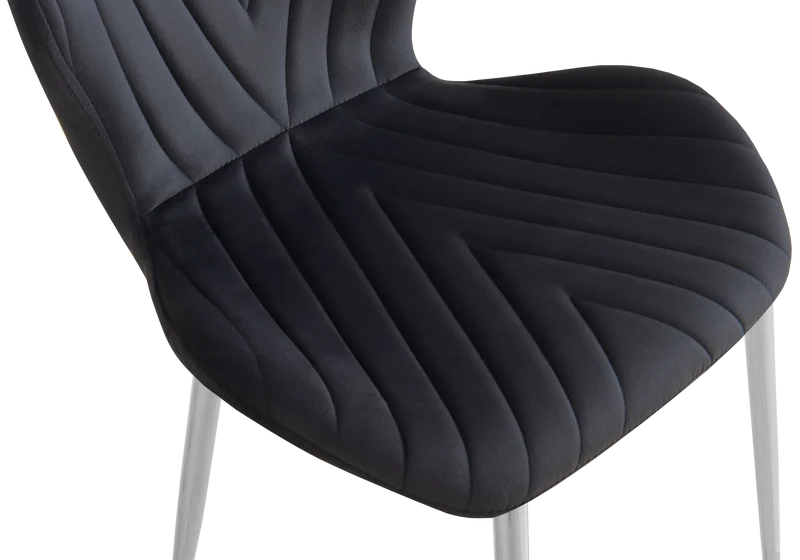 Chaise velours noir pieds argent - Syra x4