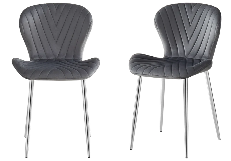 Chaise velours anthracite pieds argent - Syra x4