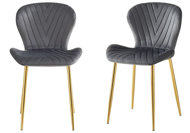 Chaise velours anthracite pieds dorés - Syra x4