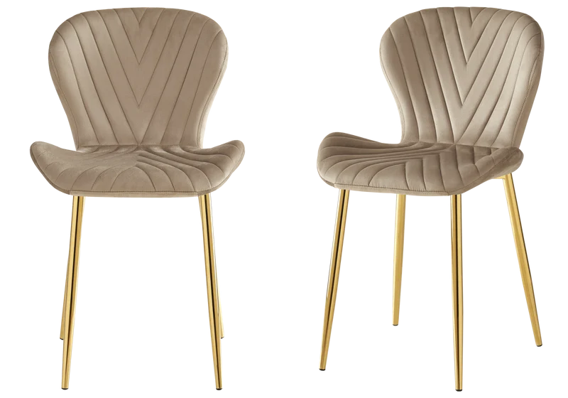 Chaise velours taupe pieds dorés - Syra x4