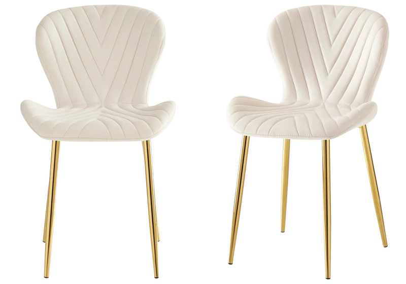 Chaise velours beige pieds dorés - Syra x4