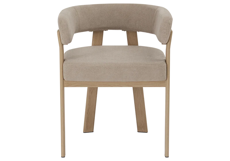Fauteuil de table bouclé taupe chêne - Mura x4