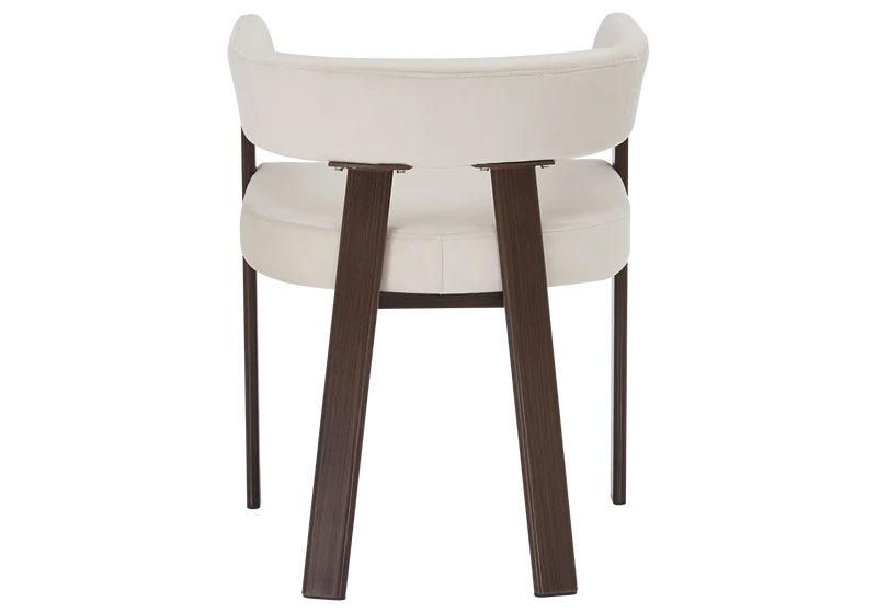 Fauteuil de table velours beige noyer - Mura x4