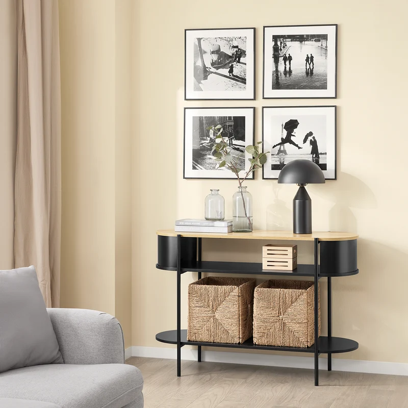SoBuy FSB102-SCH Console d’Entrée Rangement Fonctionnel et Compact, Design Moderne, Usage Polyvalent, pour Salon et Chambre – L110×P39×H76 cm, Bois, Noir