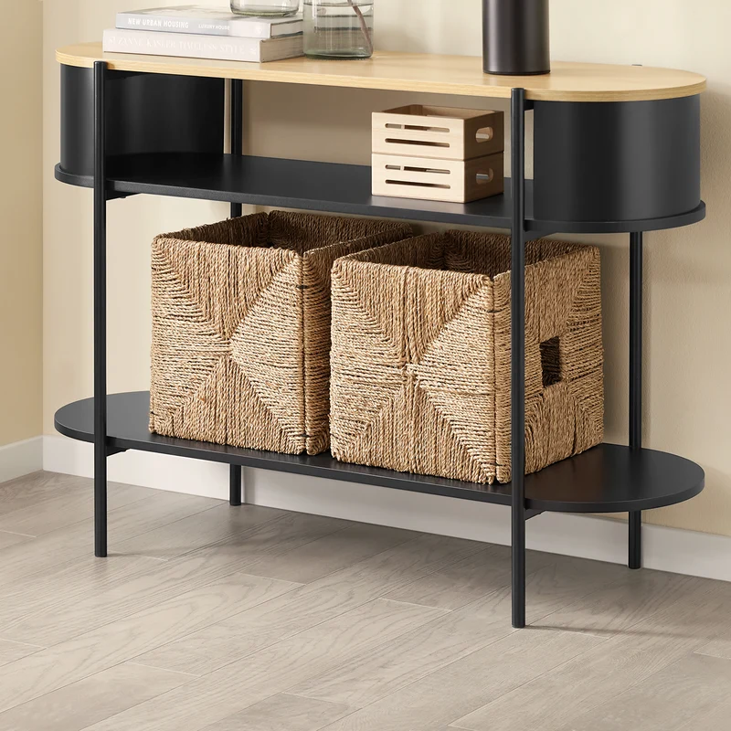 SoBuy FSB102-SCH Console d’Entrée Rangement Fonctionnel et Compact, Design Moderne, Usage Polyvalent, pour Salon et Chambre – L110×P39×H76 cm, Bois, Noir
