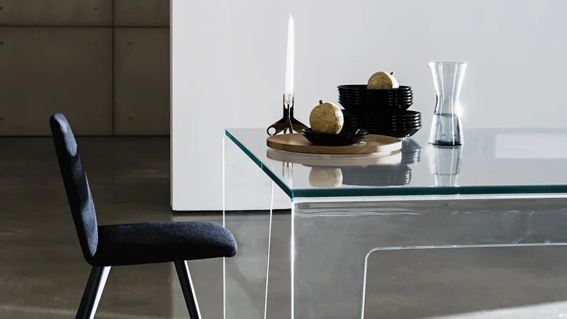 FROG Table avec verre bombé