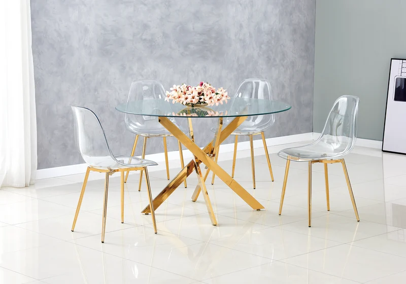 Chaise transparente pieds dorés - Gina x6