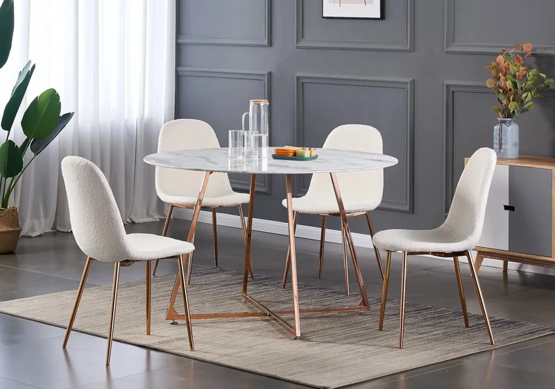 Chaises scandinaves en bouclée blanc - Gina x6
