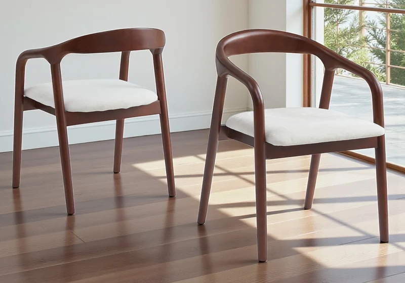 Chaise fauteuil scandinave bois foncé - Sven x2