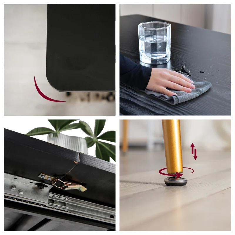 Ensemble de salle à manger comprenant une table extensible et 4 chaises en suédine avec assises rembourrées