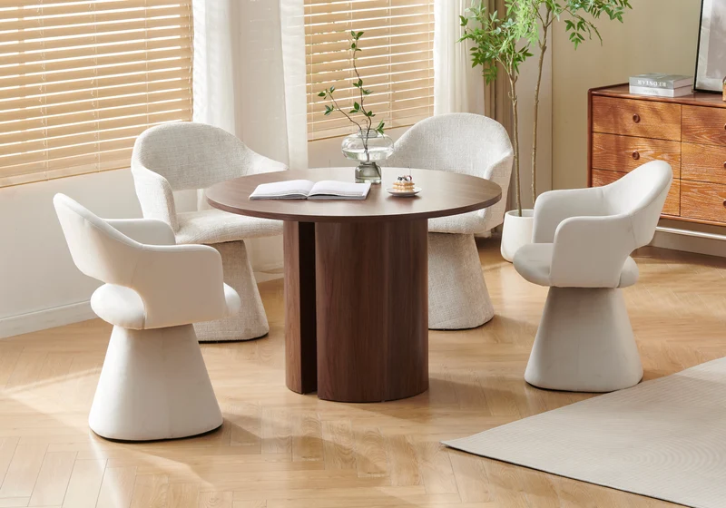 Chaise fauteuil de table pivotant beige chiné - Arca