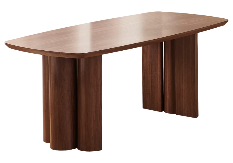 Ensemble table bois noyer foncé et 4 chaises - Doria