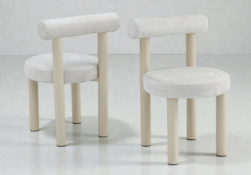 Chaise salle à manger travertin et beige chiné - Sola x4