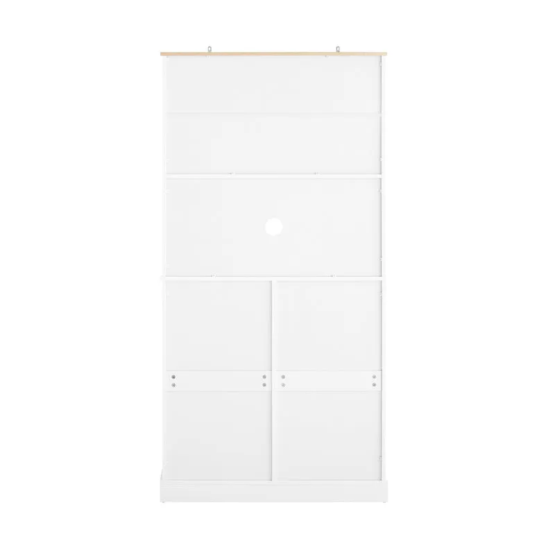 SoBuy FSB101-W Buffet Cuisine avec 3 Portes, 2 Tiroirs et Compartiment à Poubelle, Design Moderne, pour Cuisine et Salle à Manger – L92×P40×H180 cm, Blanc