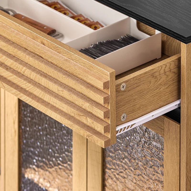 SoBuy FSB99-N Buffet Bas Multifonction avec 3 Portes et 3 Tiroirs, Meuble Rangement pour Cuisine, Salle à Manger ou Entrée, Naturel 112×40×89 cm