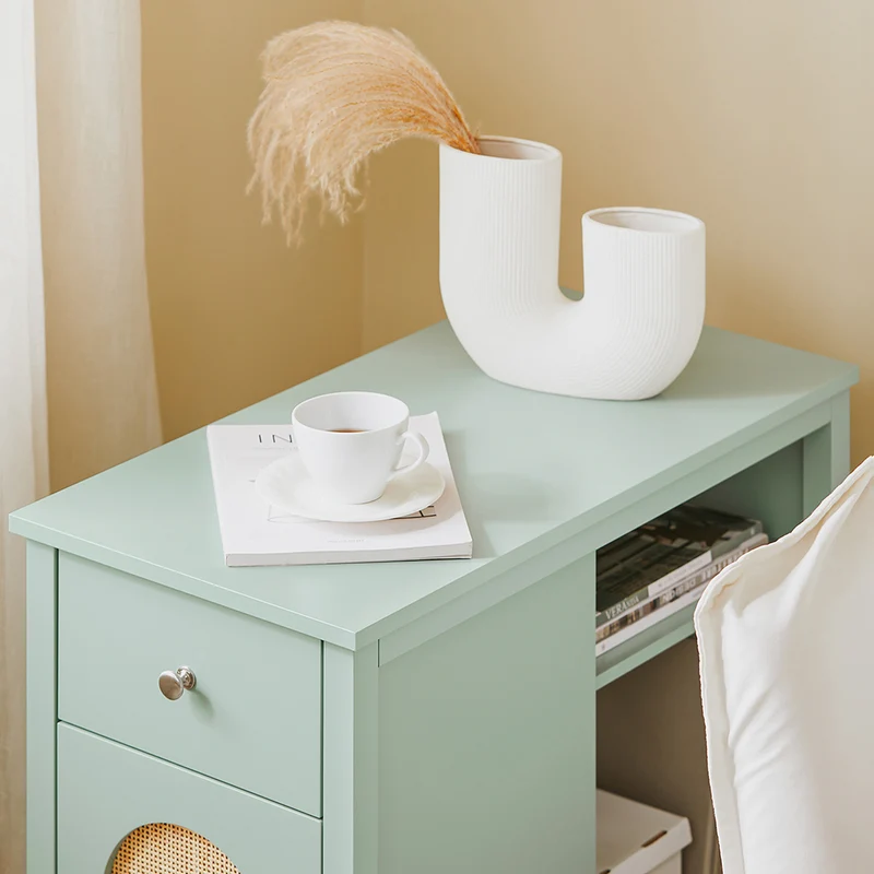 SoBuy FBT159-GR Bout de Canapé Table d'Appoint avec 1 Plateau Amovible, 1 Tiroir Coulissant et 1 Compartiment Ouvert