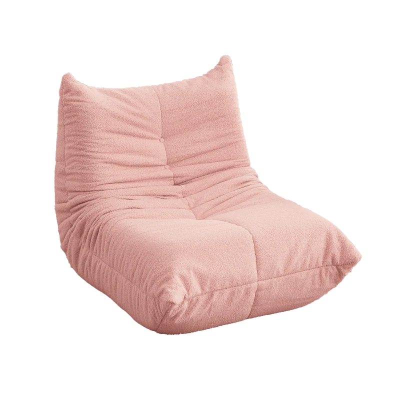 Fauteuil style Togo rose chenille, fauteuil de sol sans cadre ergonomique