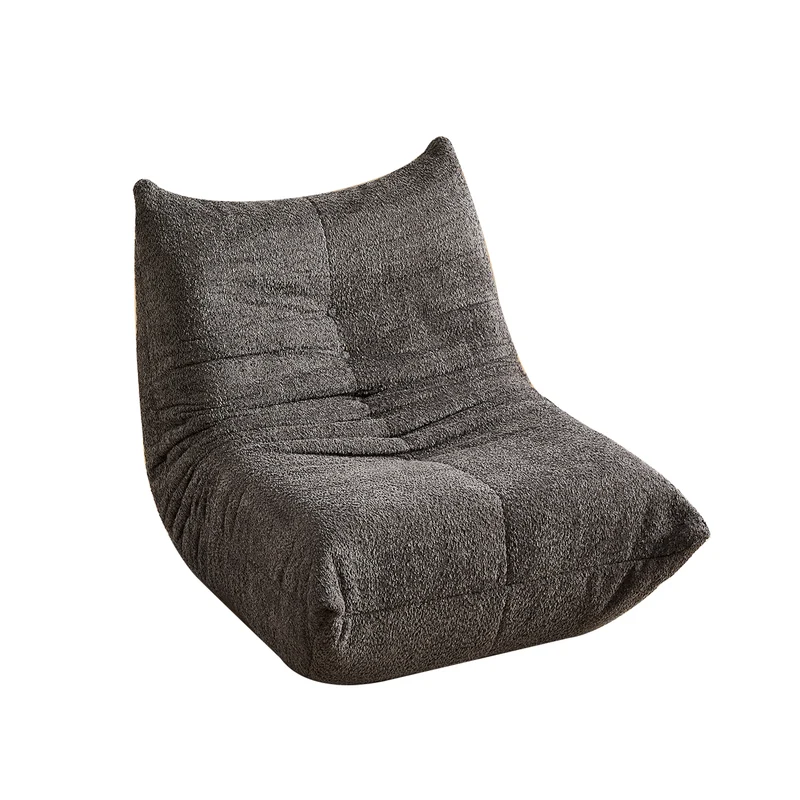 Fauteuil style Togo gris chenille, fauteuil de sol sans cadre ergonomique