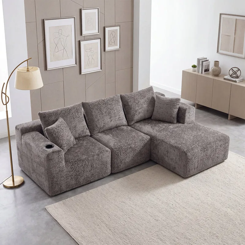 Canapé d’angle modulaire gris 3 place