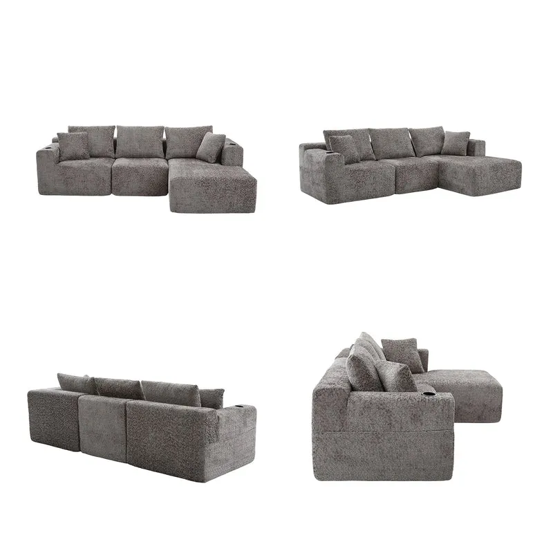 Canapé d’angle modulaire gris 3 place