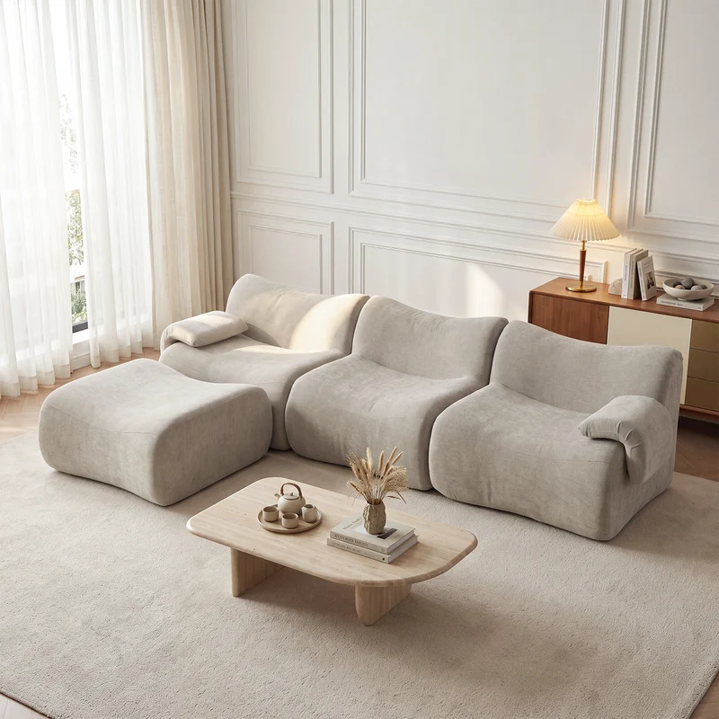 Canapé modulaire chenille gris 3 place