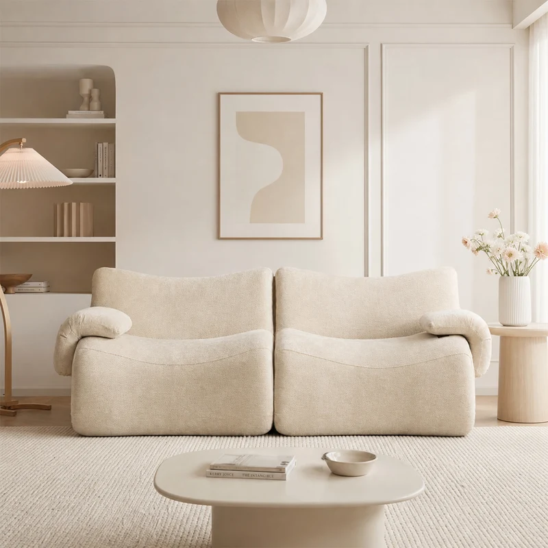 Canapé modulaire chenille beige 2 places