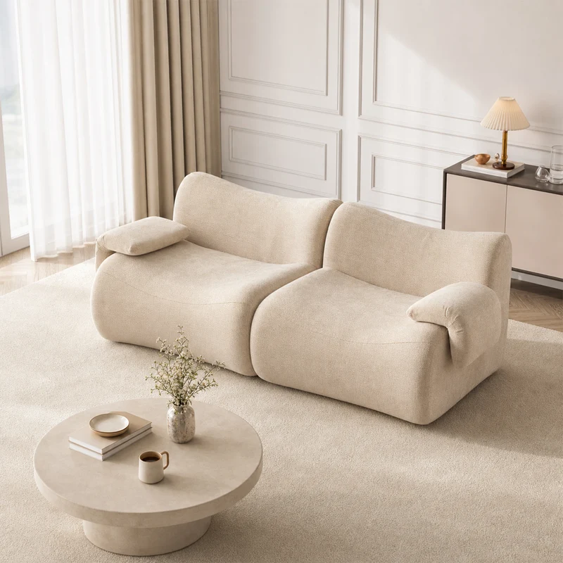 Canapé modulaire chenille beige 2 places