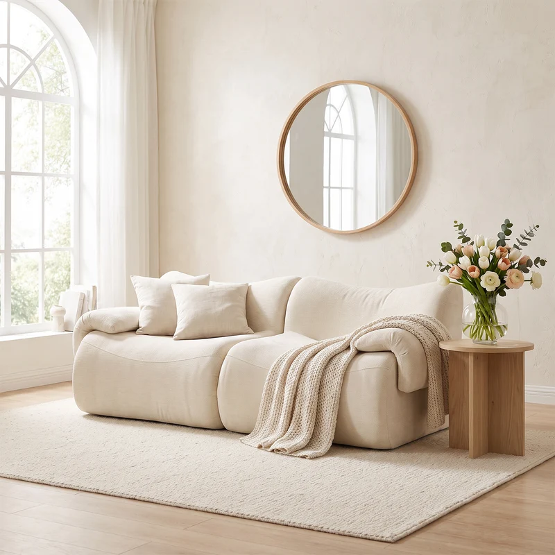 Canapé modulaire chenille beige 2 places