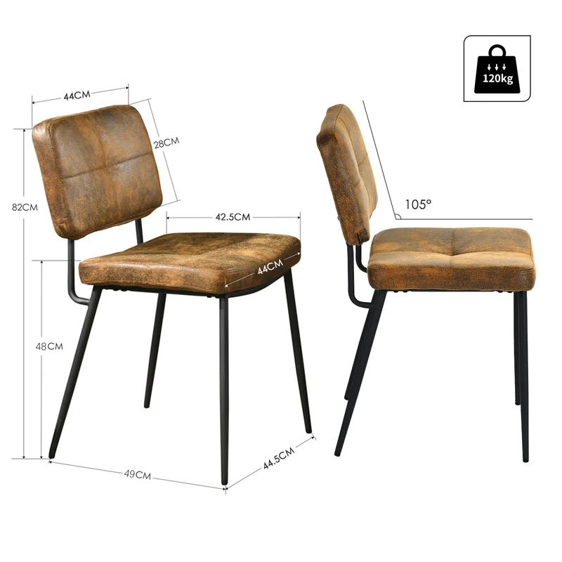 Ensemble de salle à manger comprenant une table extensible et 4 chaises de salle à manger industrielles en suédine