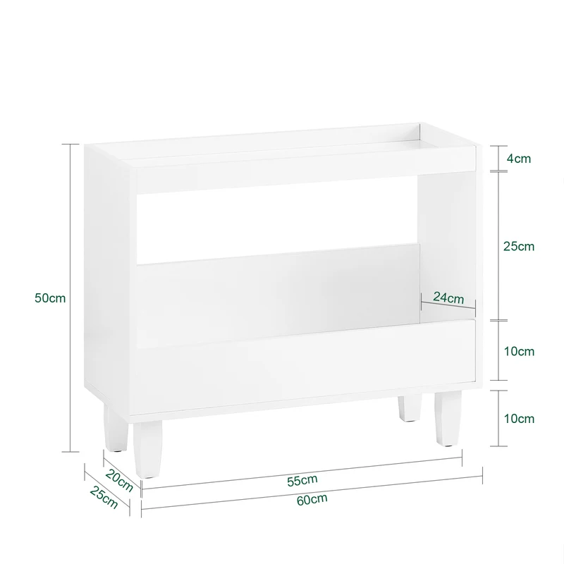 SoBuy FBT147-W Bout de Canapé Table de Chevet Table de Nuit Table d'Appoint avec 2 Étagères pour Salon, Chambre ou Bureau