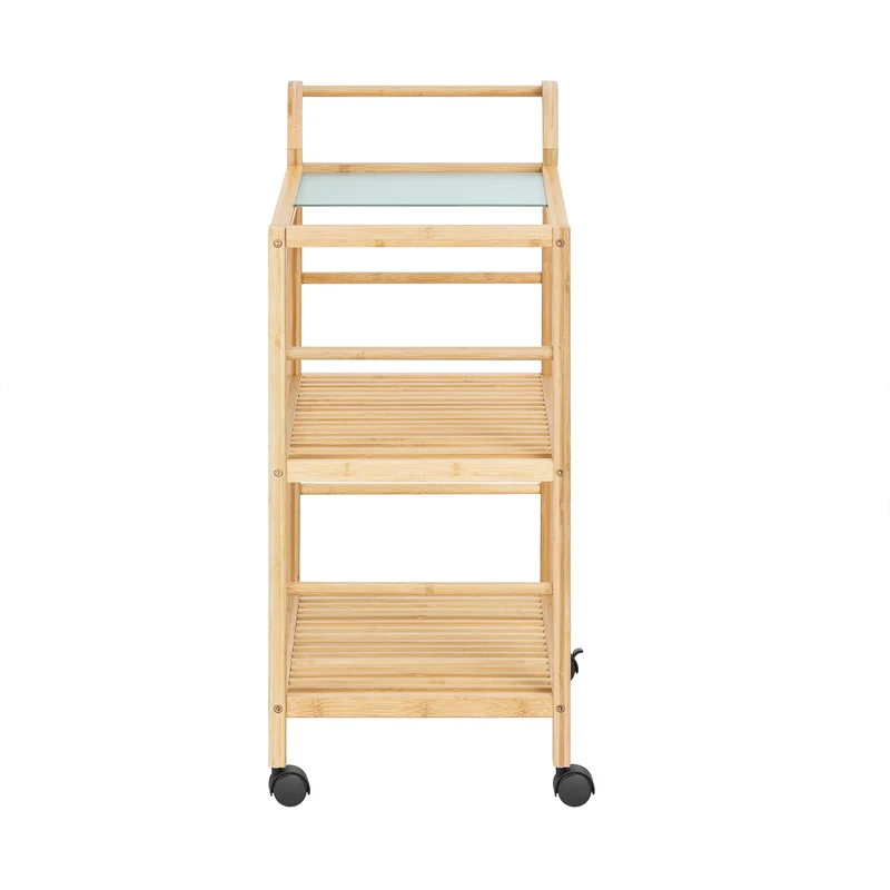 SoBuy SVW24-N Chariot de Service à roulettes, Desserte de Cuisine Roulante, Étagère de Cuisine, à 3 Niveaux avec Poignée
