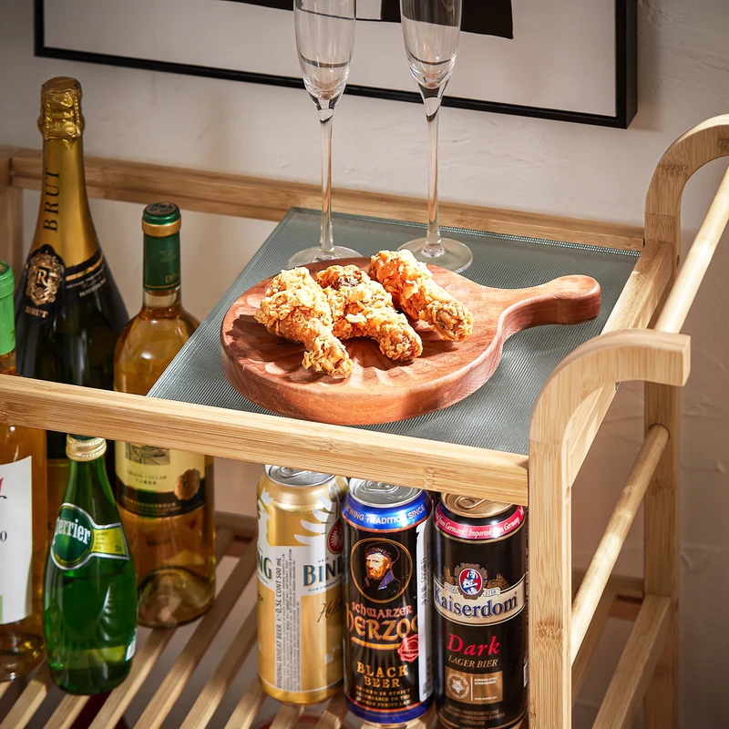 SoBuy SVW24-N Chariot de Service à roulettes, Desserte de Cuisine Roulante, Étagère de Cuisine, à 3 Niveaux avec Poignée