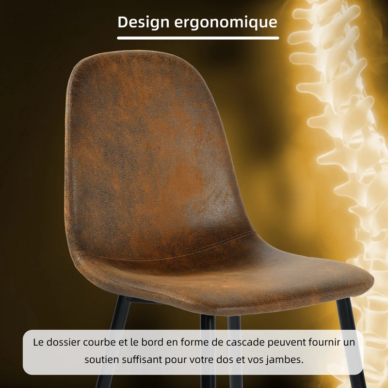 Ensemble de salle à manger de style scandinave composé d'une table ronde en chêne et de 4 chaises en suédine marron