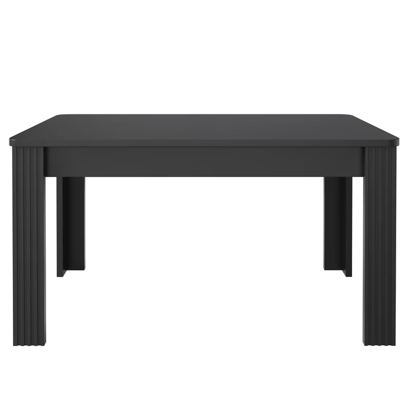 Table à manger rectangulaire noire à quatre pieds style minimaliste