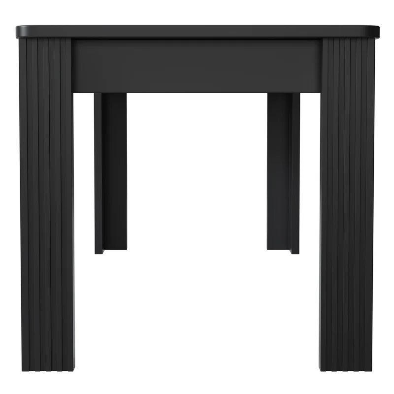 Table à manger rectangulaire noire à quatre pieds style minimaliste