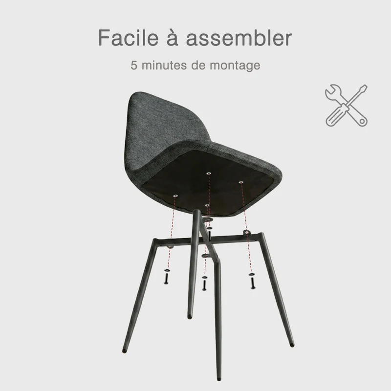 Ensemble de salle à manger de style scandinave comprenant une table ronde en chêne et 4 chaises gris