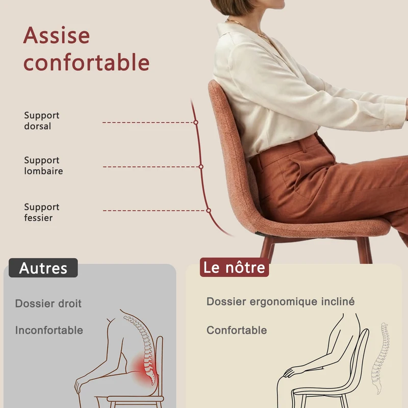 Ensemble table à manger extensible noire et 4 chaises en tissu rouge doux, style scandinave