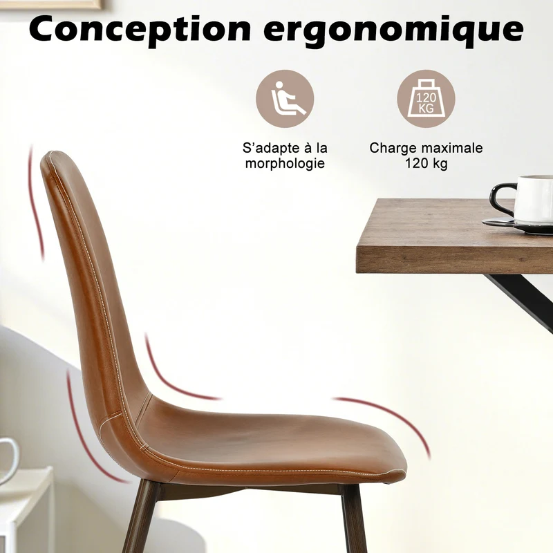 Ensemble table à manger extensible noire avec 6 chaises de salle à manger en PU, style scandinave