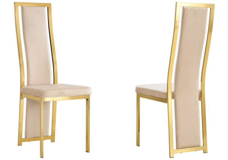 Table en verre et 6 chaises velours doré – Jessy
